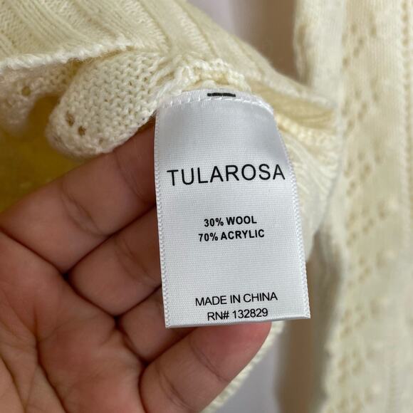 Tularosa Manny Sweater pointelle knit ruffled trim flared sleeves sweater Large - Picture 8 of 11